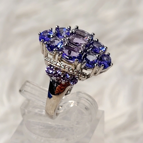 Tanzanite Multi Stone Sterling Silver Ring - Picture 1 of 8